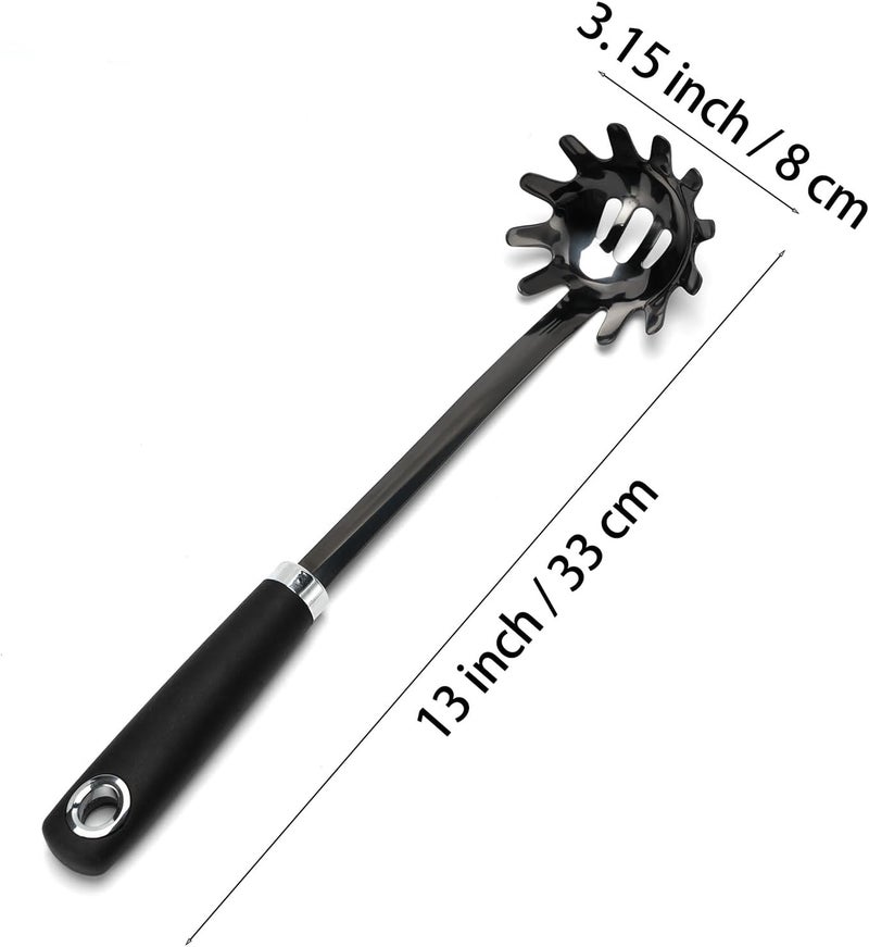 JXWING Stainless Steel Spaghetti Spoon - 12.6 Inch Pasta Spoon with Comfortable Grip Design -Metal Pasta Fork Pasta Server - Kitchen Gadgets Pasta Ladle Kitchen Tools - Image 3